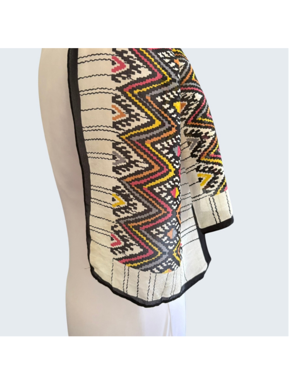 Vintage 70s Katja for XIIX Karat Katacrepe Scarf Geometric SW Chevron Silk Japan - Picture 11 of 13